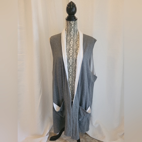 EILEEN FISHER Peruvian Organic CottonBlend LongVest 78% Organic Cotton22% Sz 3X - Picture 2 of 12